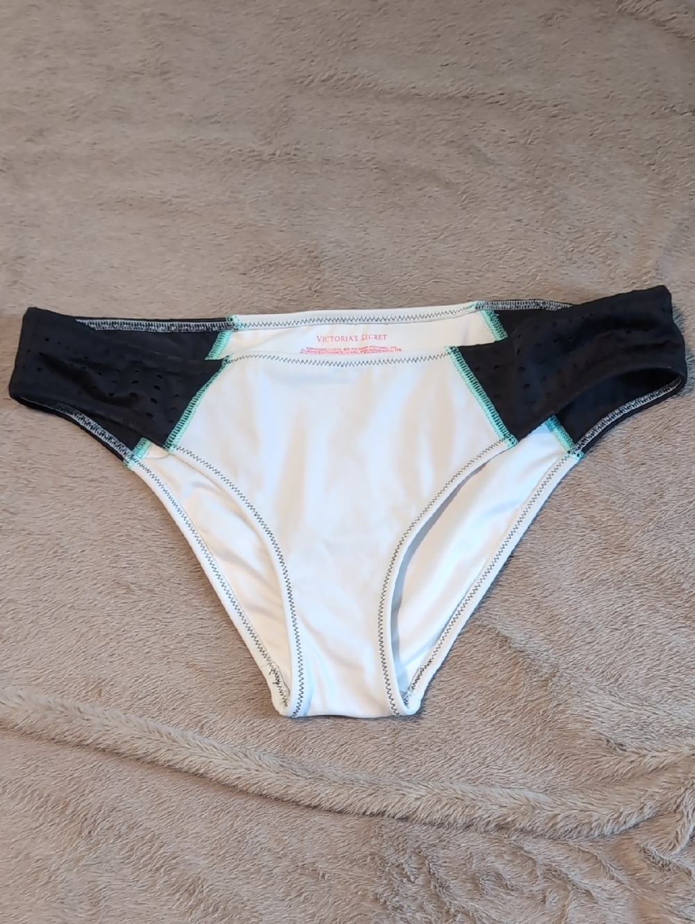 Victoria's Secret White Bikini Bottoms with Black Side Panels